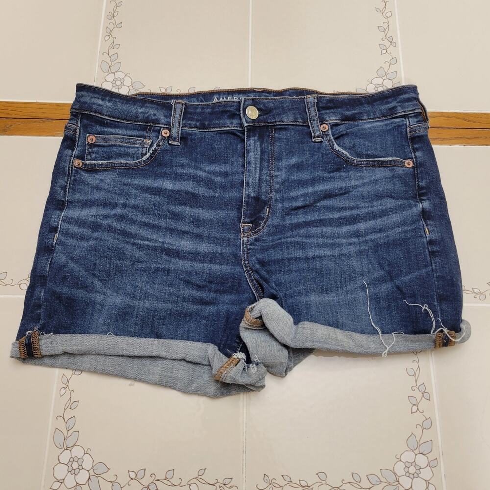 American Eagle Womens Denim Shorts Hi-Rise Shortie Next Level Stretch Size 14